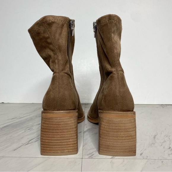 Dolce Vita Indiga Faux Suede Brown Heeled Bootie 9 - Picture 3 of 13